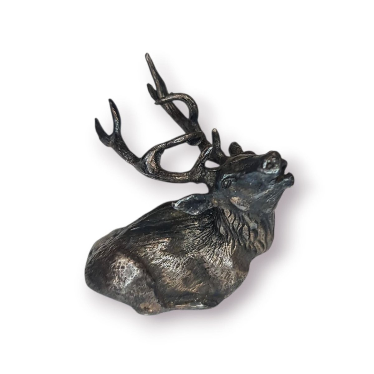 🦌 Mini Escultura em Prata 925 – Cervo a Bramir (52 g)