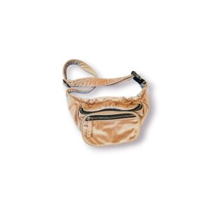 🎒 Pochete Veludo Rosa Claro Pull&Bear | Estilo Vintage & Urbano